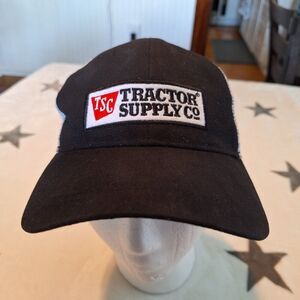 Tractor Supply Co Black White Mesh‎ Back Trucker Snap Back Hat Cap